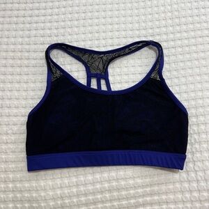 JOCKY Blue Black Lace Wireless Racerback Sports Bra